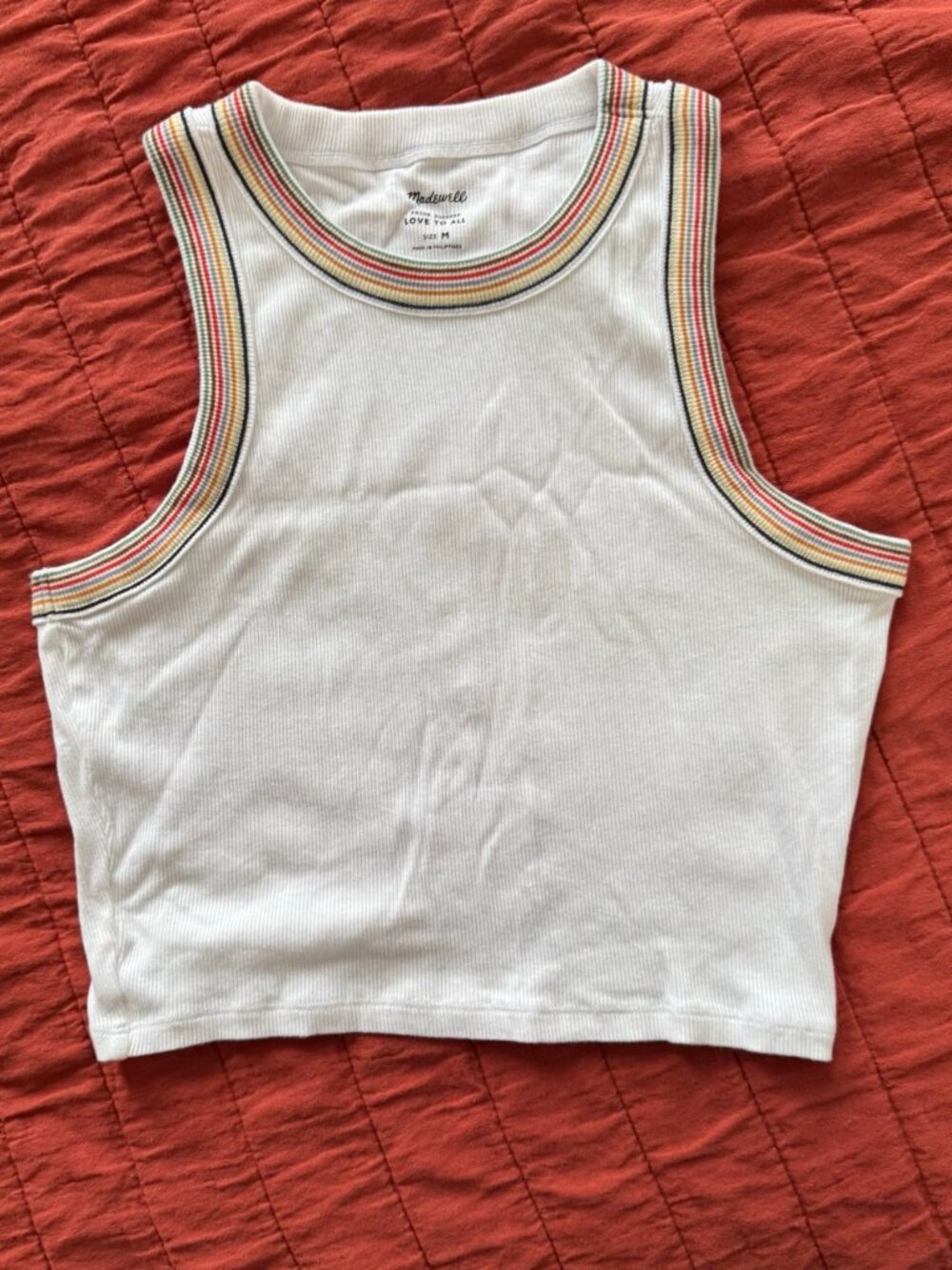 The Pride Brightside White Rainbow Crop Tank